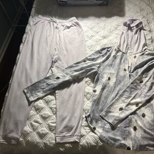 Women's "Exclusive" jogging suit M gray full zipper down jacket drawstring Pants